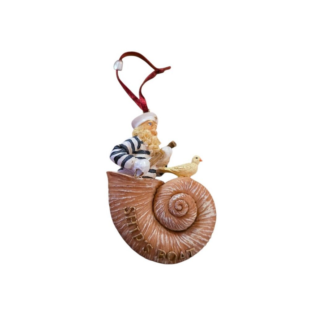 Sailing Santa Inside Nautical Shell Ornament 2in Approximate Christmas